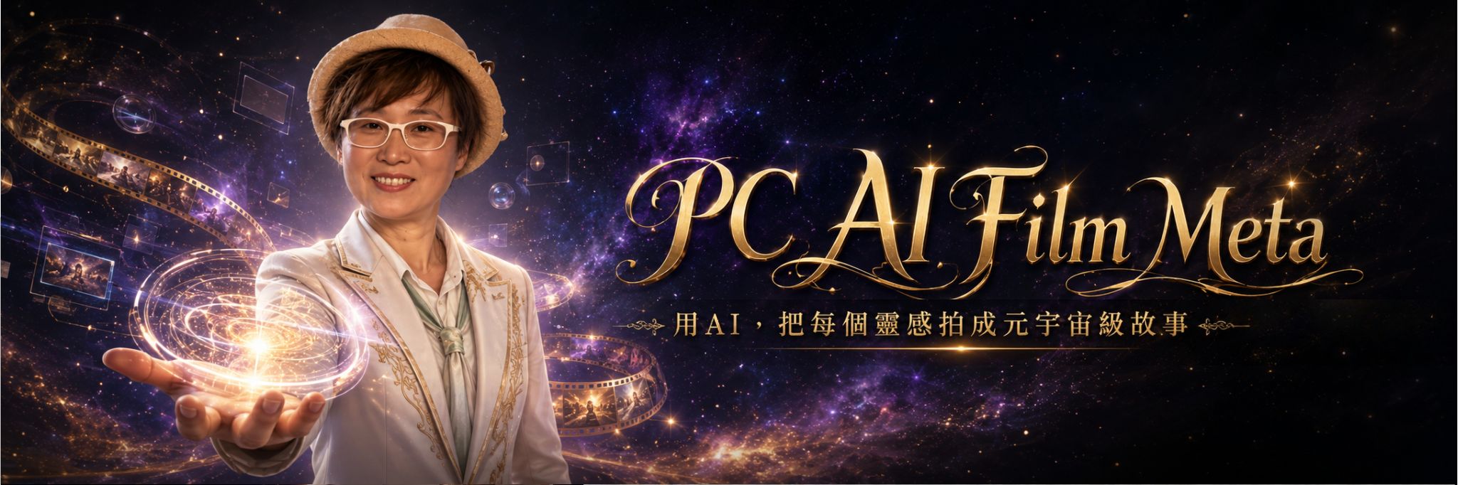 深色宇宙星雲與電影光束背景
